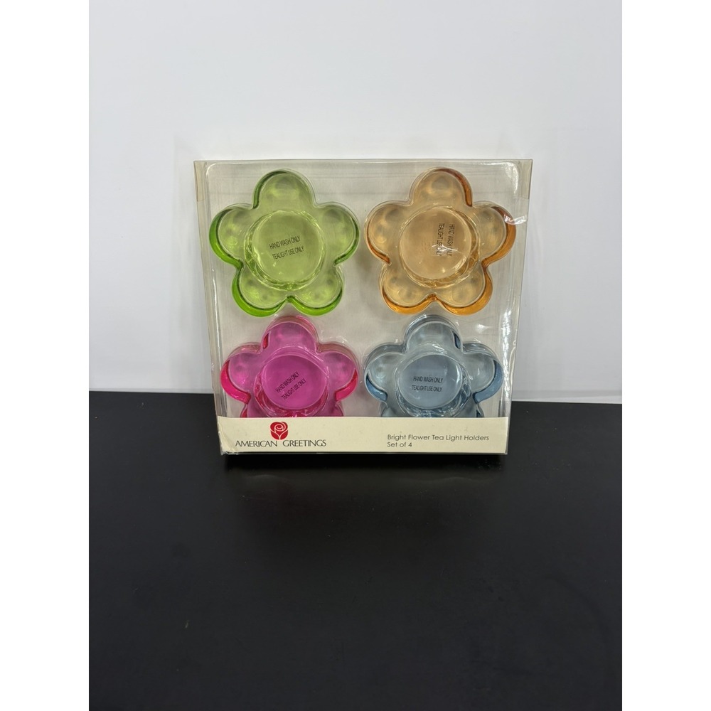 American Greetings Y2k Style Flower Candle Tea Light Holders In Bright Colors 4